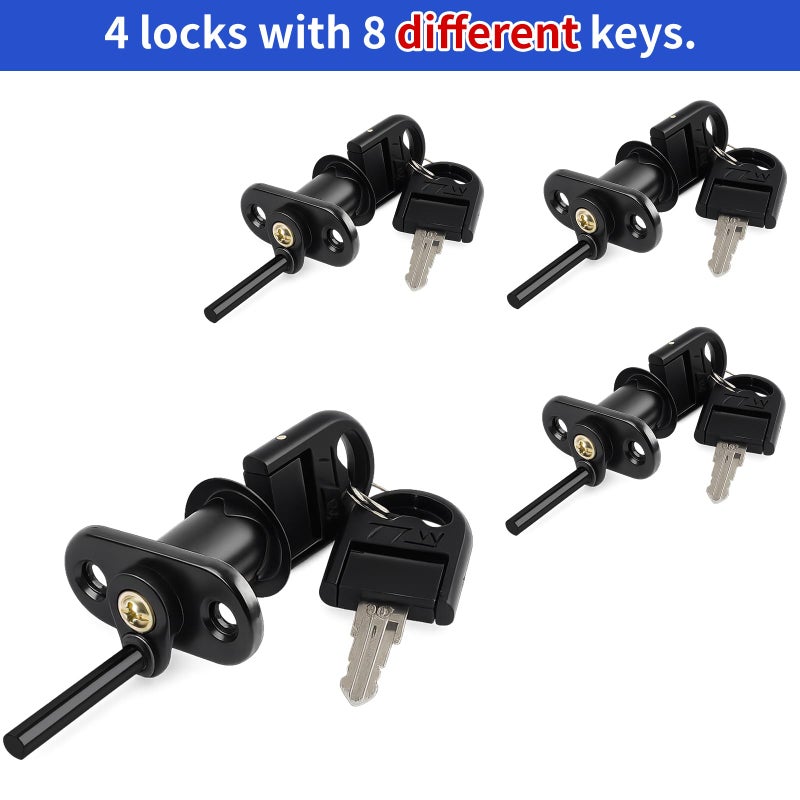 TBWHL 4 Pcs - Zinc Alloy Drawer Lock with Keys, Desk Locks File Cabinet Lock for Wardrobe Furniture Cabinet Locker Showcase with 2 Key 16mm (Black, Keyed Different) - Image 3